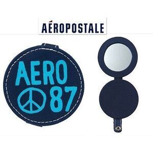 NWT Vintage Aeropostale Y2K Round Blue / AQUA Snap Closure Mirror Super Cute